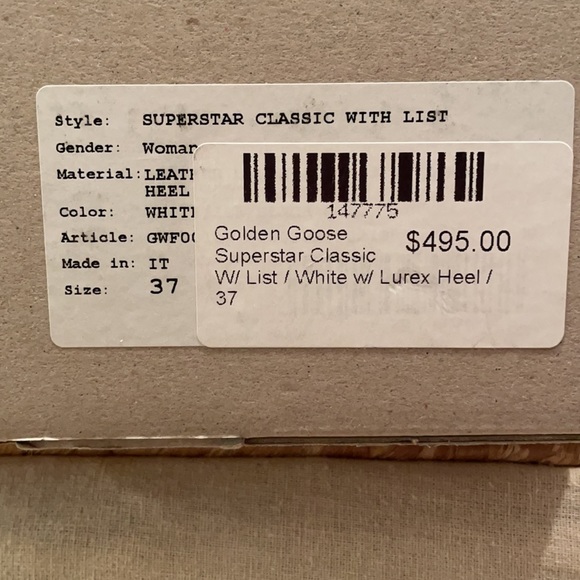 Golden Goose Superstar Classic With List / White with Lurex Heel. Box & duster. - Picture 13 of 13